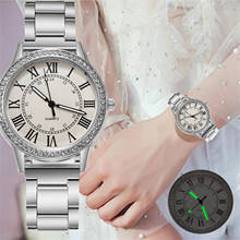 Женские кварцевые часы с римскими цифрами, простые водонепроницаемые дамские часы из нержавеющей стали под розовое золото с сетчатым браслетом, 6 * 2024 - купить недорого