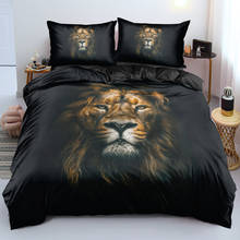 3D Black Linens Bed Lion Quilt Cover Sets and Pillow Cases Full Double Single Twin Queen King Size 180*200cm Animal Beddings 2024 - buy cheap