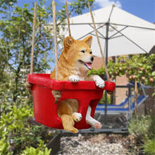 Shiba Inu Sitting On A Swing Ornament Garden Decor Resin Figurine Highly Detailed Decoration For Shadow Box Or Handicraft 2024 - buy cheap
