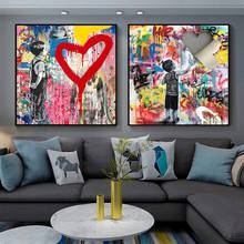 Modern Graffiti Art Canvas Painting Boy with Love Posters and Prints Wall Art Picture for Living Room Wall Art Decoration Cuadro 2024 - buy cheap