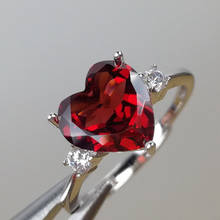 Женское кольцо с гранатом MeiBaPJ, Трендовое кольцо с натуральным красным камнем из серебра 925 пробы, очаровательные ювелирные украшения 2024 - купить недорого