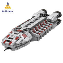 BuildMoc City Space Station Spaceship Wars Weapon Movie Battleship Warship Building Blocks MOC City Transporter Toy For Children 2024 - buy cheap