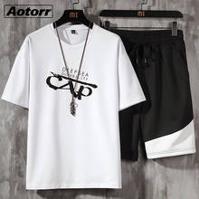 Casual Men's T-shirt + Sports Shorts Set Summer Male Sport Suit Running T-shirt Sets Fashion Harajuku Print Two Pieces Clothing 2024 - buy cheap