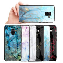 For Coque Samsung Galaxy A7 2018 A750 A6 A5 A8 A9 2018 A8 plus Phone Cover Tempered Glass back Silicone Sides Smooth Back Case 2024 - buy cheap