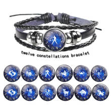 Pulsera clásica de cuero con capas de 12 Constelaciones para mujer y niña, brazalete con dijes de los signos del zodiaco, horóscopo, joyería 2024 - compra barato