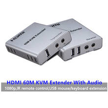 KVM HDMI удлинитель USB мышь/клавиатура удлинитель 60 м от Cat5/6/RJ45/LAN/UTP сетевой кабель, ИК управление, TX/RX 3,5 мм R/L аудио выход 2024 - купить недорого