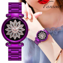Women Stainless Steel Starry Sky Flower Watch Luxury Ladies Quartz Watch Vansvar Clock Relogio Feminino 2024 - buy cheap