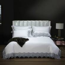 Svetanya White Solid Lace Egyptian Cotton Satin Bedding Set Jacquard Flat Sheet Pillowcase Duvet Cover Sets Bed Linens 2024 - buy cheap