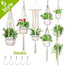 Ourwarm Macrame Plant Hanger Basket Hanging Plant Holder With Hook Handmade Hanging Flower Pot Hanger Boho Garden Decoration 2024 - buy cheap