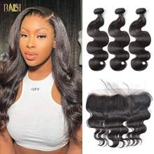 BAISI Hair Brazilian 8A Body Wave Virgin Hair Weave 3 Bundles with Lace Frontal 100% Human Hair 2024 - buy cheap