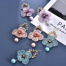 Ztech New Design Lace Flower Earrings For Women Round Imitation Pearl Pendant Drop Earrings Fashion Accessories Pendientes 2024 - buy cheap