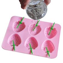 Kapmore-Molde de silicona con forma de fresa para helado, utensilio creativo con forma de fruta, accesorios de herramientas de helado de 6 palos, Color aleatorio, 1 ud. 2024 - compra barato