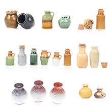 1 peça jarra de cerâmica miniatura para casa de bonecas 1:12 tempero jarra de cozinha brinquedo decoração para o lar 2024 - compre barato