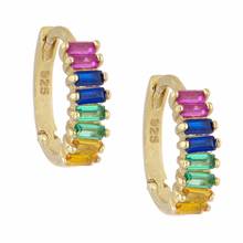 Серьги-кольца с фианитами, разноцветные, радужные, летние, 2021 2024 - купить недорого