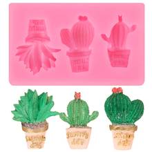 Molde de resina de silicona de Cactus para decoración de tartas, tortitas de Chocolate, Sugarcraft, caramelo, DIY 2024 - compra barato