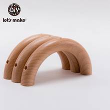 Let'S Make Baby Wooden Teether 10pcs Semi Ring Beech Wooden Unicorn Teething New Born Three Holes Play Gym Diy Teether Baby toys 2024 - buy cheap
