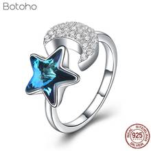 100% 925 Sterling Silver color Moon Ring for Women Girls Crystal Lucky Star Adjustable Rings Fashion Jewelry Birthday's Present 2024 - buy cheap