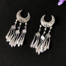 Headdress hairpin clip Miao silver hair clip studio Hanfu hairpin step shake female tassel pair clip antique hair ornaments 2024 - buy cheap