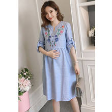 New Autumn Pregnancy Dresses Embroidery Long Sleeve Maternity Dresses For Pregnant Women Clothes Maternity Mother Dress 2024 - buy cheap