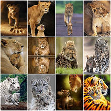 5D алмазная картина тигр лев DIY Алмазная вышивка Животные вышивка крестиком украшение Полный Круглый Дрель Стразы мозаика подарки 2024 - купить недорого