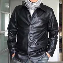 High Quality Real Cow Leather Jackets and Coat Russian Busness Men's Suit Jacket Cow Leather Overcoats Streetwear Coat 2019 A837 2024 - buy cheap