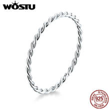 WOSTU Genuine 925 Sterling Silver Minimalist Twist Rings Finger Stackable Simple Ring Korean Style Party Jewelry Gift DXR640 2024 - buy cheap