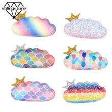 10Pcs Sequin Patches Rainbow Cloud With Crown Patch For Headwear Sew Appliques For Baby Clothes Padded Patches DIY Crafts 2024 - buy cheap