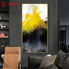 Pintura de diamante bordado artesanal, arte moderno abstracto negro, oro amarillo, mosaico de diamantes completo, decoración del hogar 2024 - compra barato