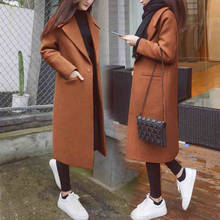 Женское зимнее черное длинное шерстяное пальто, верхняя одежда 2020, Женский Тренч, Корейская кашемировая Женская свободная теплая одежда, ветровка, куртки 2024 - купить недорого