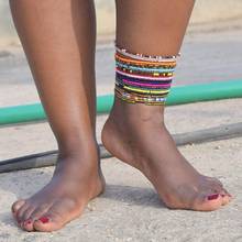 Женский богемный ножной браслет, 10 цветов, летний браслет на лодыжку, с разноцветными бусинами, пляжные украшения для ног, 2020 2024 - купить недорого