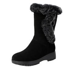 Botas de nieve de piel de zorro auténtica para mujer, zapatos planos y antideslizantes, calzado cálido de piel de vaca mate, decoración, invierno, novedad 2024 - compra barato