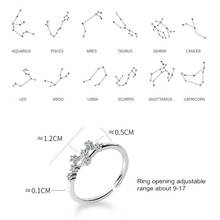 2021 Творческий двенадцать созвездий 925 пробы серебряные кольца Ослепительная звезда размер можно регулировать для Для женщин AAA CZ Bijoux (украш... 2024 - купить недорого