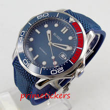 Blue&red bezel automatic movement BLIGER 41mm men's watch sapphire glass rubber strap wristwatch date 2024 - buy cheap