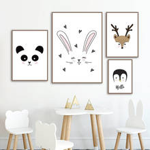Arte de decoração de parede desenhos animados, raposa, coelho, panda, pinguim, flamingo, nórdico, quarto infantil, pintura, pôsteres, pintura em tela m478 2024 - compre barato