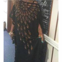Новое Африканское длинное платье Дашики с бриллиантами, летнее черное платье для женщин, африканская одежда 100 # 2024 - купить недорого