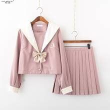 Uniforme escolar japonés para estudiantes, ropa de marinero para niñas y mujeres, Cosplay de Anime, conjunto de Falda plisada de manga larga, uniforme JK rosa intenso 2024 - compra barato