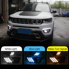 CSCSNL 2Pcs For Jeep Compass 2017 2018 2019 2020 Car LED light DRL With Yellow Signal Function Daytime Running Light Daylight 2024 - buy cheap