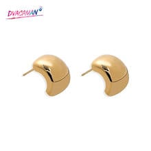 Dvacaman Korean Simple Geometric C Shaped Copper Stud Earrings for Women 2020 Jewelry Gold Color Chic Statement Earrings Gifts 2024 - buy cheap
