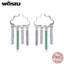 Wostu arco-íris chuva parafuso prisioneiro brincos 925 prata esterlina colorido cz borla brincos para mulheres casamento noivado jóias bne468 2024 - compre barato