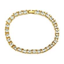 Hip hop Bling Iced Out Square Cubic Zirconia Bracelet Tennis Chain Bracelets Women Men 1 Row CZ Link Chain Jewelry Gold Color 2024 - buy cheap