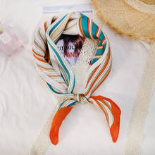 70*70cm New Silk Scarf Women Korean-Style Small Square Scarf women Fresh Stripe Neckerchief Decorative Bag 2024 - buy cheap
