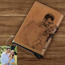 Personalized Leather Card Holder RFID Wallet Custom Picture Engraving Custom Brown Men Fashion Business Card Holder 2024 - buy cheap