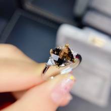 Natural Smoky Quartz Gemstone Rings for Women 925 Sterling Silver Engagement Ring Fine Jewelry 2024 - buy cheap
