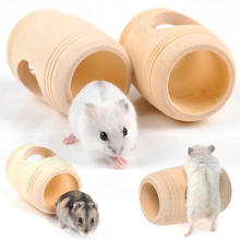 Casa de hamster em formato de barril, brinquedo de madeira para hamster pequeno, rato, cama, gaiola de casa, suprimentos para animais de estimação, novo 2024 - compre barato