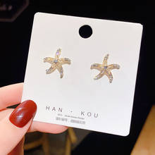 Korean Style Crystal Starfish Earrings for Women Girls Fashion Cute Rhinestone Star Stud Earrings 2020 New Party Jewelry ER972 2024 - buy cheap