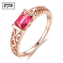 BFH Fashion Statement Crystal Engagement Rings for Women Jewelry Rose Gold Silver Colour Dainty Square Ring 2019 double eleven 2024 - buy cheap