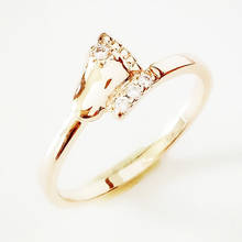 Anillo bonito para mujer y niña, joyería de Color oro rosa para niña, forma de los pies, anillo de circón, anillo ico de Color dorado 585 2024 - compra barato