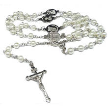 Collar de cuentas de perlas blancas redondas para mujer, joyería de la Virgen María, Jesús, tamaño pequeño 2024 - compra barato