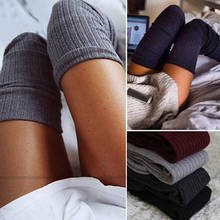 Medias largas de algodón por encima de la rodilla para mujer, medias de punto hasta el muslo, cálidas y sexys, para invierno 2024 - compra barato