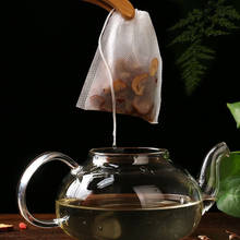 Одноразовые чайные пакетики на шнурке, пустые чайные пакетики для пищевых продуктов, нетканые бумажные кофейные фильтры, чайная посуда, 100 шт. 2024 - купить недорого